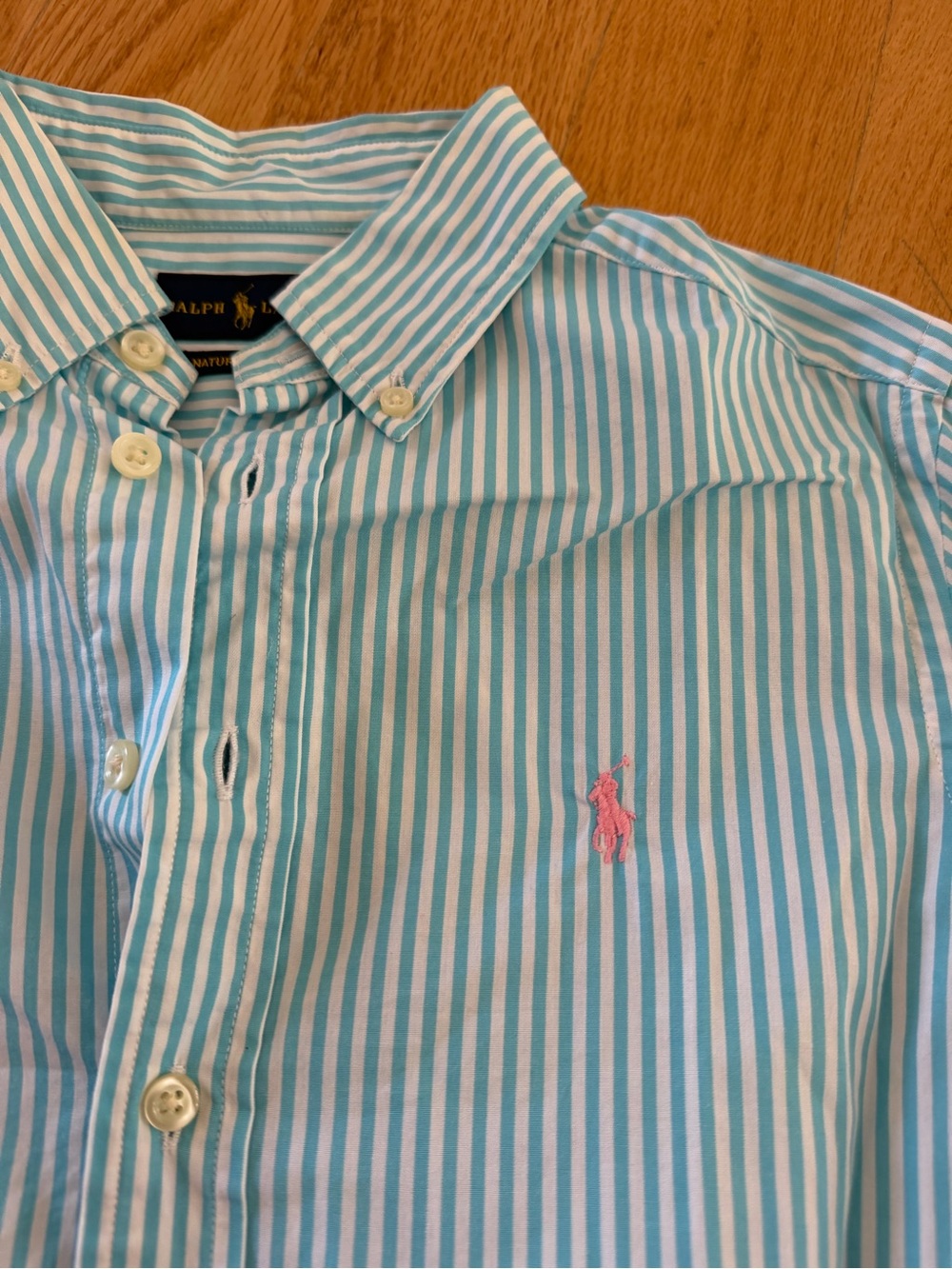 Ralph Lauren Boys' Blue Striped Button-Down Shirt - Picture 2 of 5
